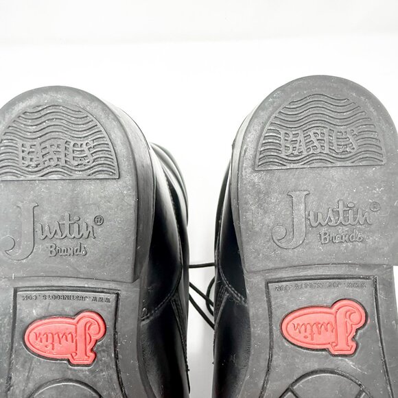 JUSTIN Basics Boots Womens 9.5B Black Leather Ankle Lace Up Roper JBL400 Vintage - Picture 8 of 11